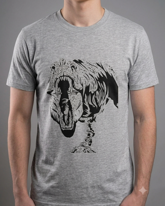 T-Shirt Uomo Grigia T-Rex Grafica Dino taglia S/M