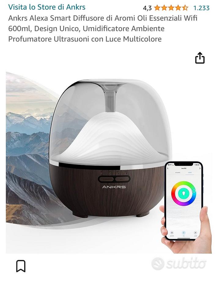 Wifi Diffusore Alexa 600Ml, Diffusore Di Oli Essenziali Di Design Unico,  Profum