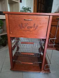 Carrello Vesuvio porta pane e porta bottiglie