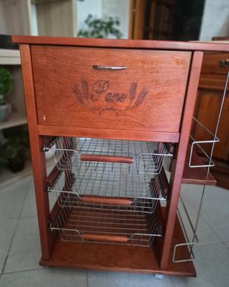 Carrello Vesuvio porta pane e porta bottiglie
