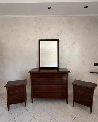 Set comò + 2 comodini + specchio in arte povera