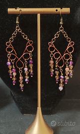 orecchini stile etnico pietre,vetro, acciaio 