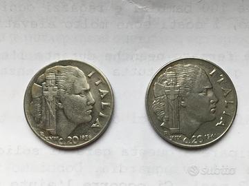2 monete da 20 centesimi anni 1939 e 1941