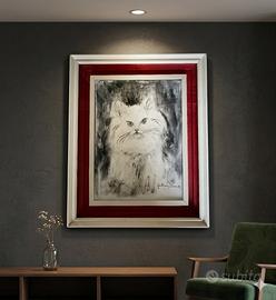 Dipinto olio su tela “Gatto Bianco”