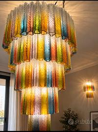 Lampadario vintage con 2 applique