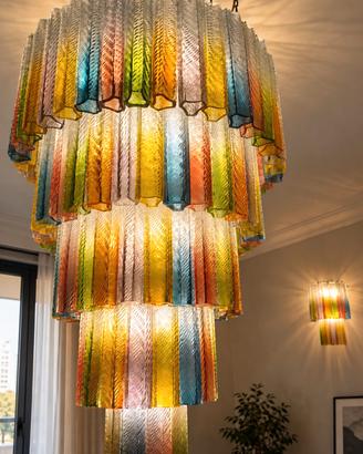 Lampadario vintage con 2 applique