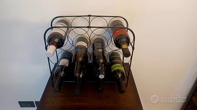 Portabottiglie in metallo nero smaltato 