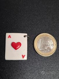 Ciondolo in fimo asso di cuori