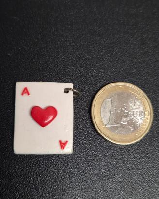 Ciondolo in fimo asso di cuori