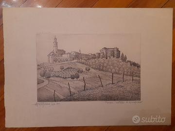 incisione Ettore Mossini Castello Compiano Parma