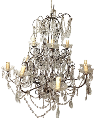 LAMPADARIO STILE MARIA TERESA A 12 LUCI, INIZIO XX