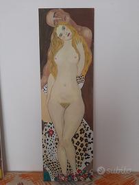 Quadro arredamento olio su tela 100x30  Klimt