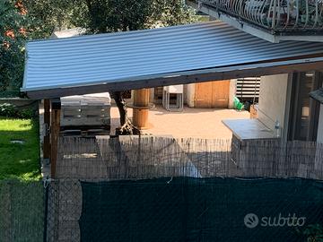 Pergola addossata con tenda, pergolato veranda