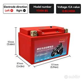 Batteria Moto LiFePO4 Litio 9Ah