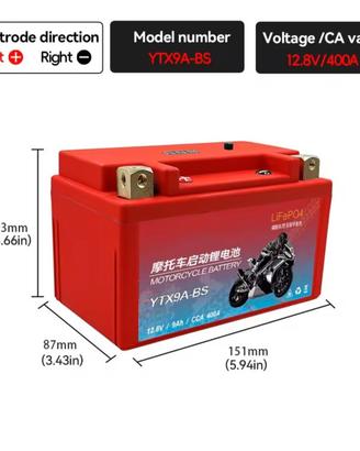 Batteria Moto LiFePO4 Litio 9Ah