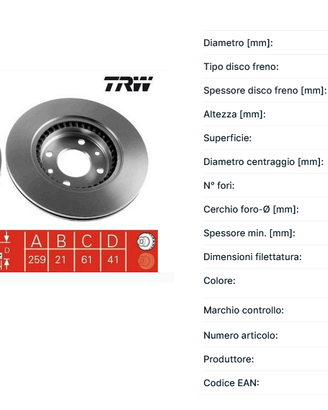 2 dischi TRW DF2586 + 2 kit pastiglie FEBI 16191