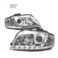 FARI AUDI A3 8P 03-08 LUCE DIURNA A LED FONDO CROM
