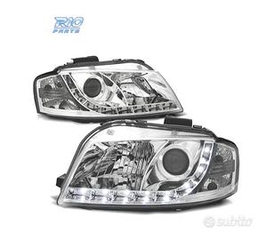 FARI AUDI A3 8P 03-08 LUCE DIURNA A LED FONDO CROM