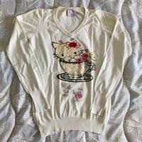 Maglione con scollo a V Charmmy Kitty M crema