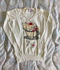 Maglione con scollo a V Charmmy Kitty M crema