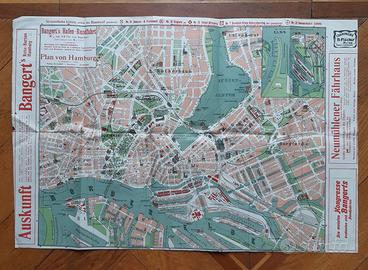 Mappa Amburgo 1900 linee trasporti Bangert’s Ha..