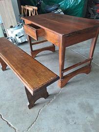 Tavolo e panca in noce massello