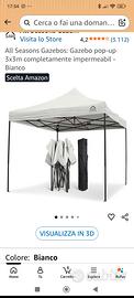 Gazebo 3x3 bianco + 6  tavolini regolabili 