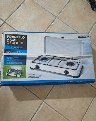fornello a gas due fuochi Dictrolu con coperchiox
