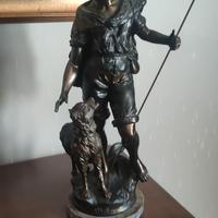 pastore con cane in bronzo