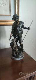 pastore con cane in bronzo