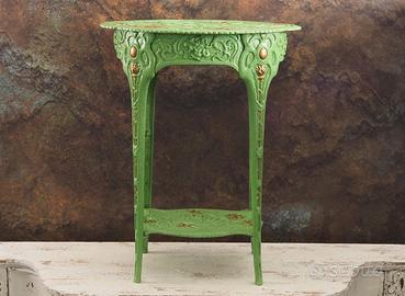 Tavolino in Ghisa Verde e Oro - Stile Classico