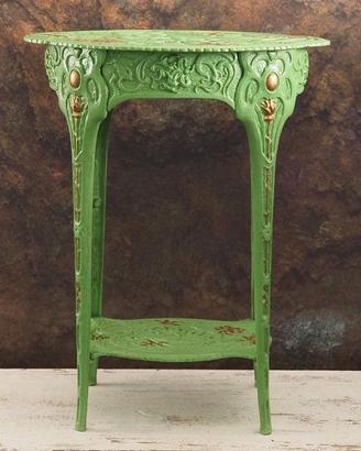 Tavolino in Ghisa Verde e Oro - Stile Classico