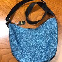 Borsa borbonese  blu mezza luna piccola