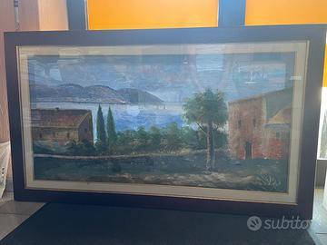 Quadro olio su tela soggetto lacustre