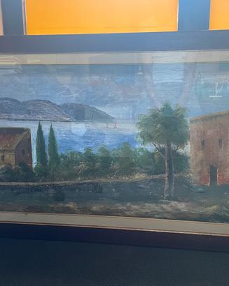 Quadro olio su tela soggetto lacustre