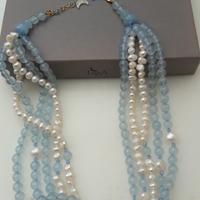 Collana multifilo pietre celeste perle scaramazze