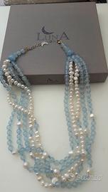 Collana multifilo pietre celeste perle scaramazze