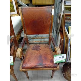 POLTRONA LEGNO CUOIO