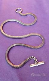 Collana snake maglia quadrata chiusura a T vintage