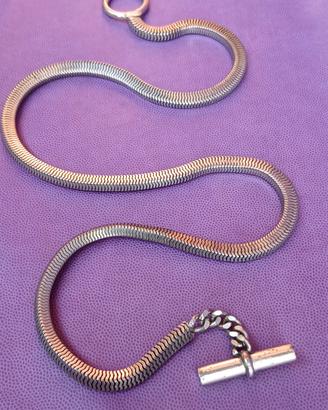 Collana snake maglia quadrata chiusura a T vintage