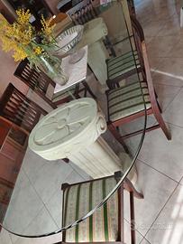 Tavolo in cristallo gambe in pietra Leccese