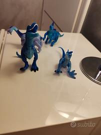 Lotto 4 Dinosauri Giocattolo Blu 