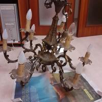lampadario di bronzo anni '70 - Porrino