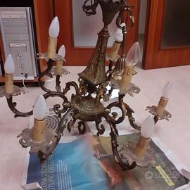 lampadario di bronzo anni '70 - Porrino