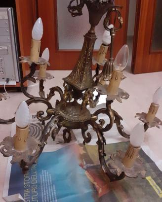 lampadario di bronzo anni '70 - Porrino