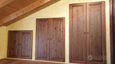 Ante bugnate in abete scuro anticato