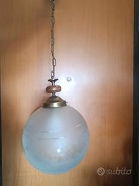 lampadario con boccia vetro fumè ,  
