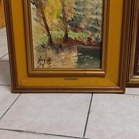 quadro con cornice in legno raffigurante paesaggio