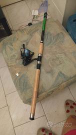 Canna da pesca con mulinello, mai usata