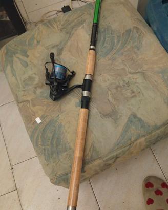Canna da pesca con mulinello, mai usata
